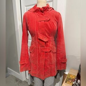 Anthropologie Idra Coral Hooded PeaCoat size 2